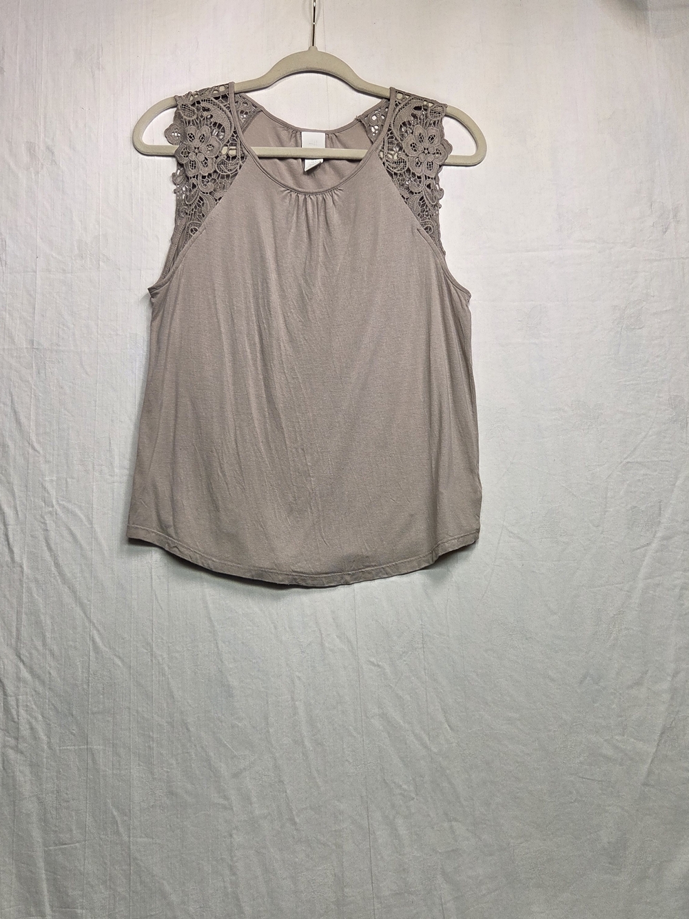 H&M Taupe Crochet-Shoulder Sleeveless Camisole. Size S. #0225